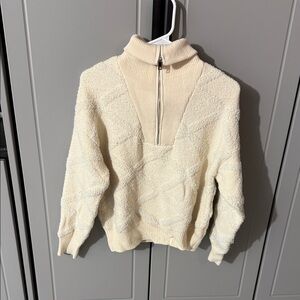 Joie Cream Textured Half-Zip Sweater